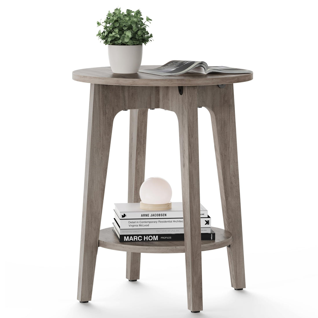 VASAGLE Round Side Table with Shelf