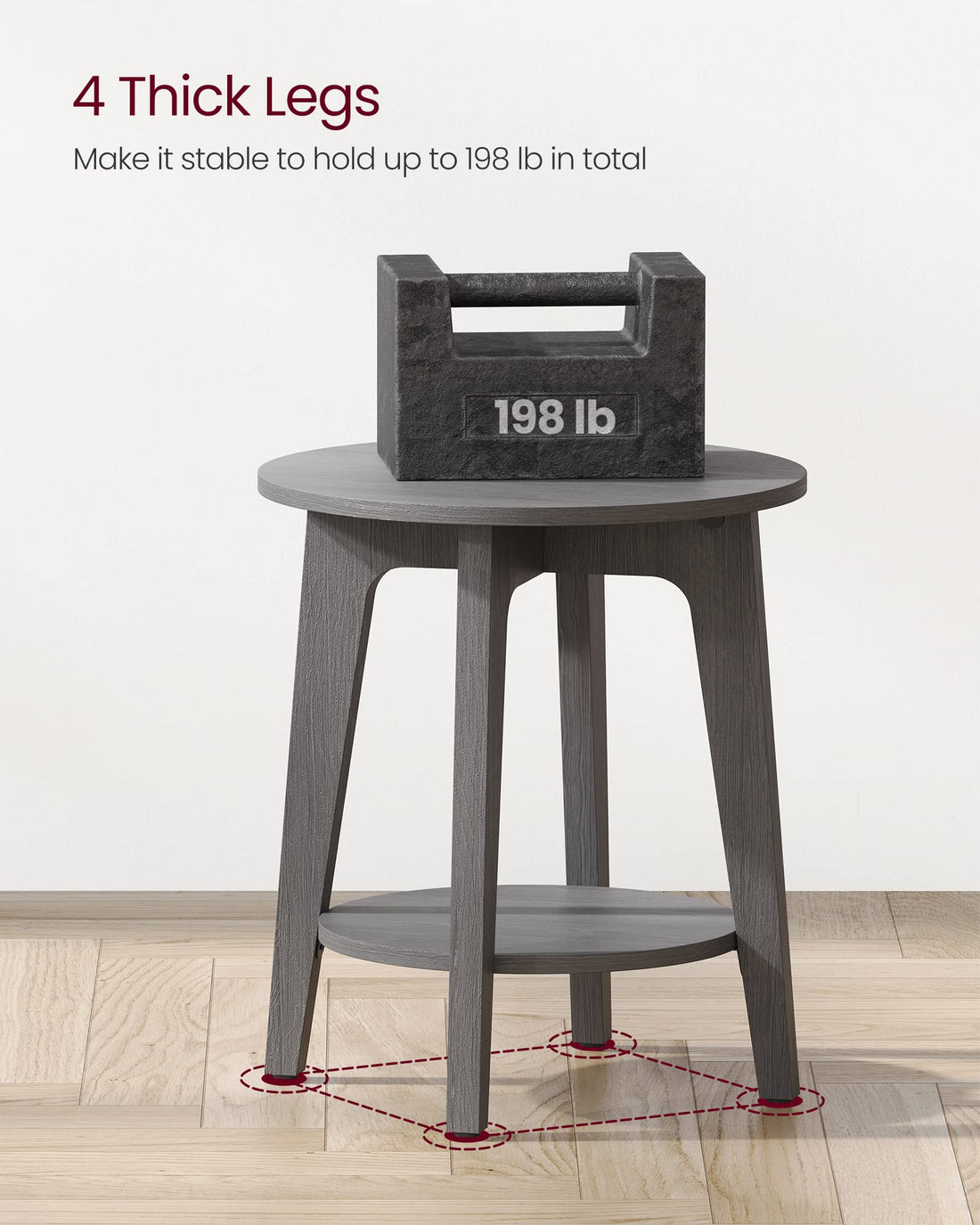 VASAGLE Round Side Table with Shelf