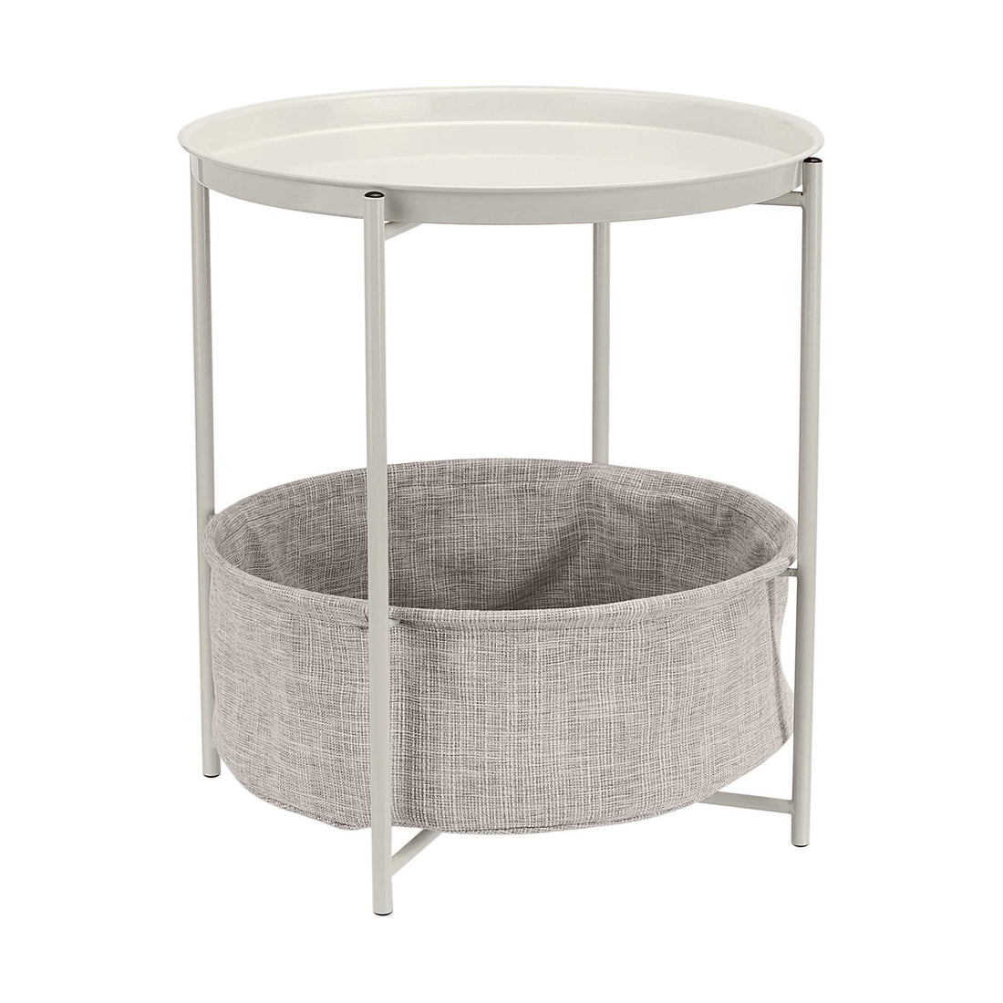 Round Storage Side Table – White/Gray