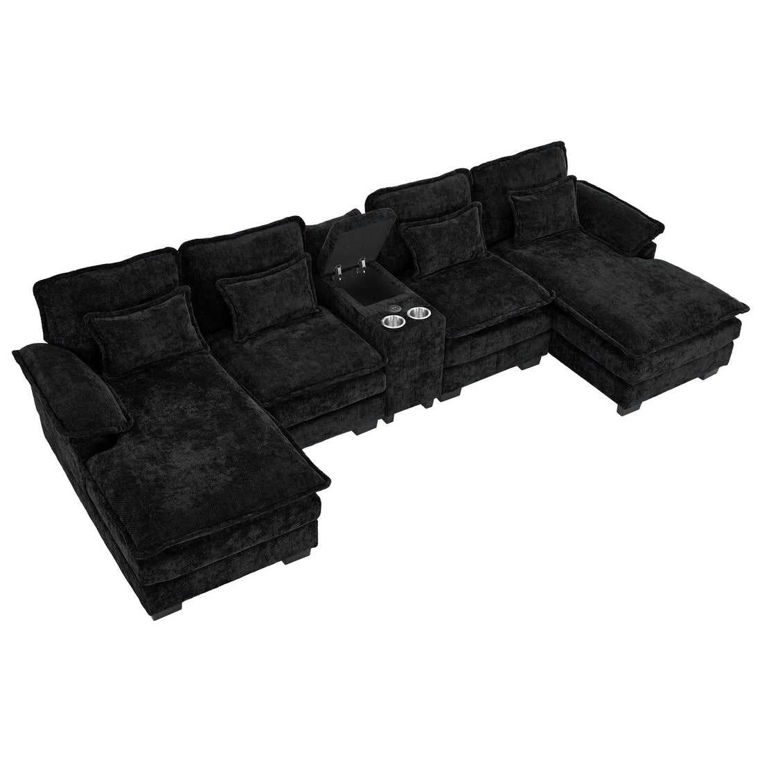 124" U-Shaped Cloud Sofa with USB