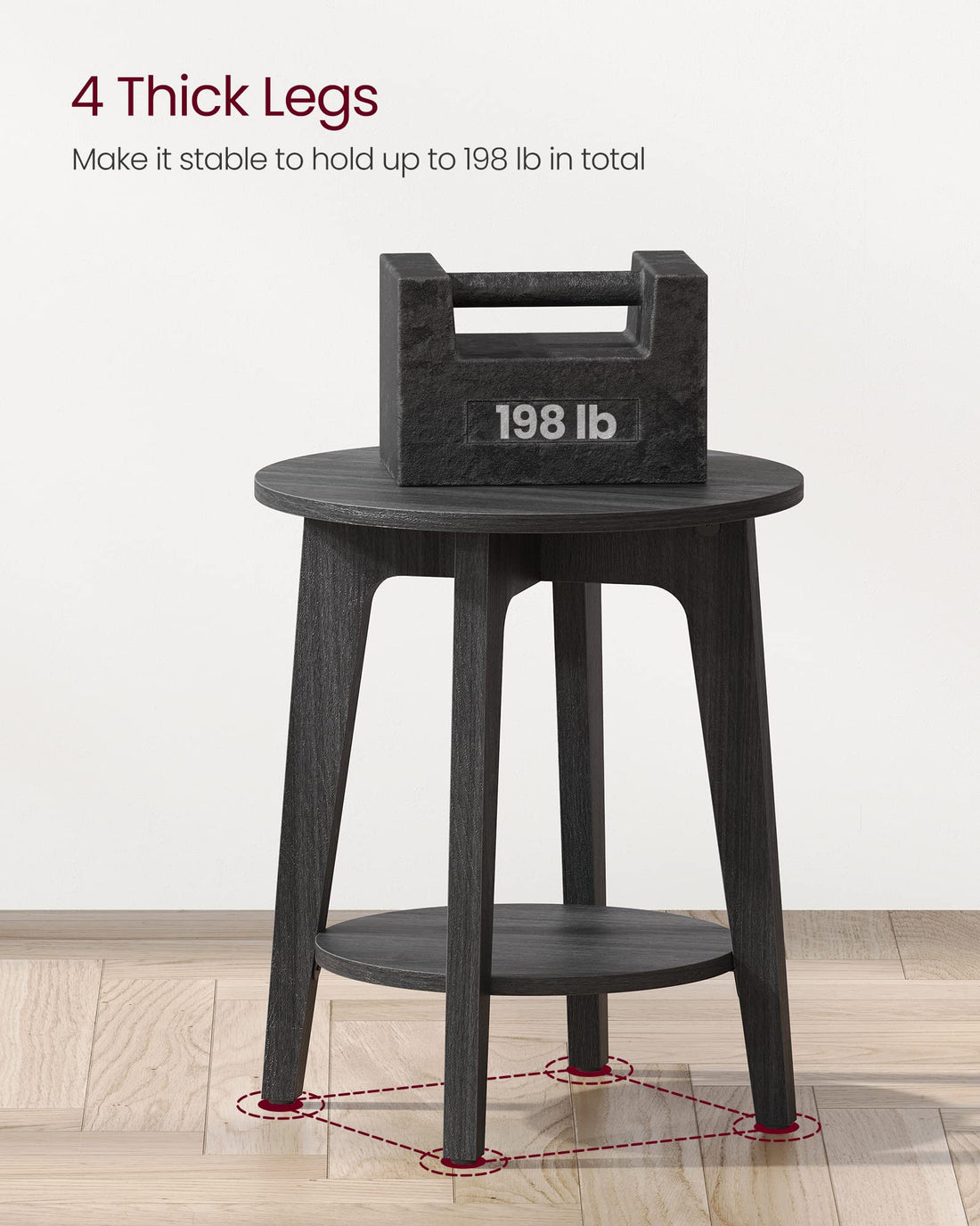 VASAGLE Round Side Table with Shelf