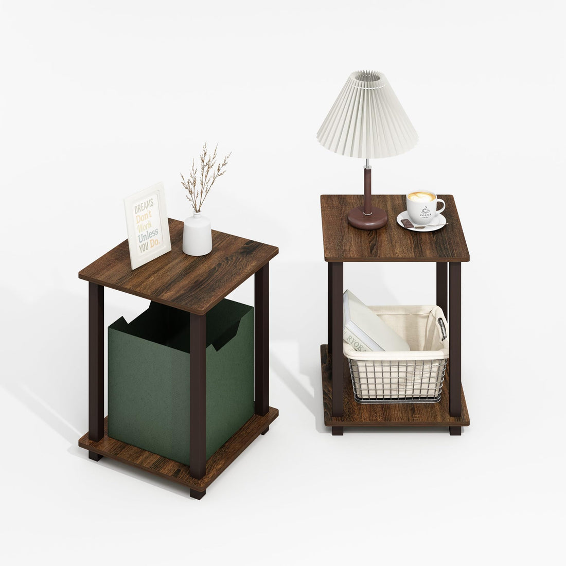 Furinno Simplistic Set of 2 End Table, Espresso/Black