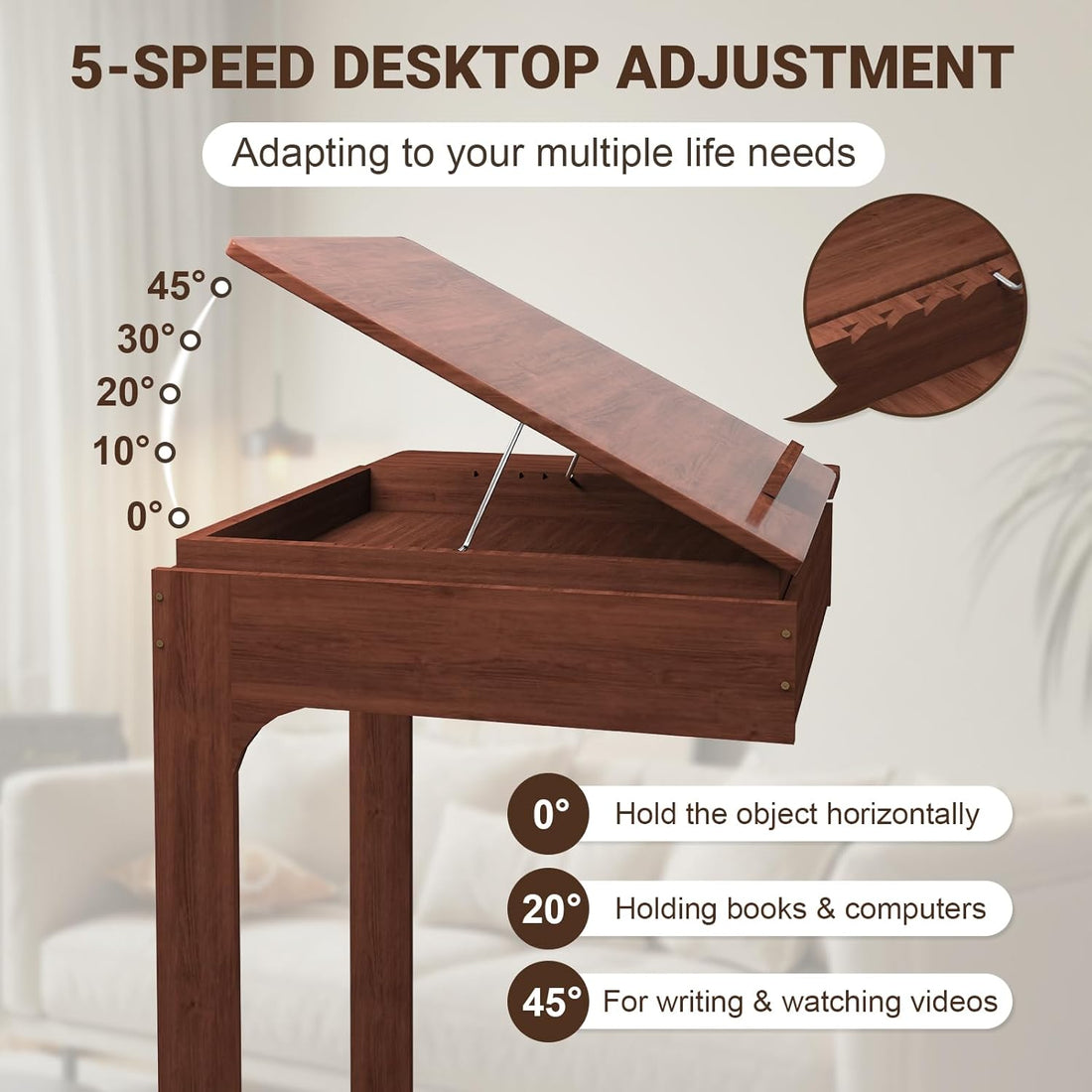 C-Shaped End Table with Wheels