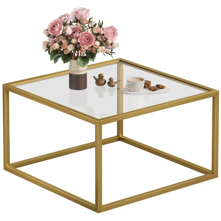 SAYGOER Glass Coffee Table, 26.7" Square