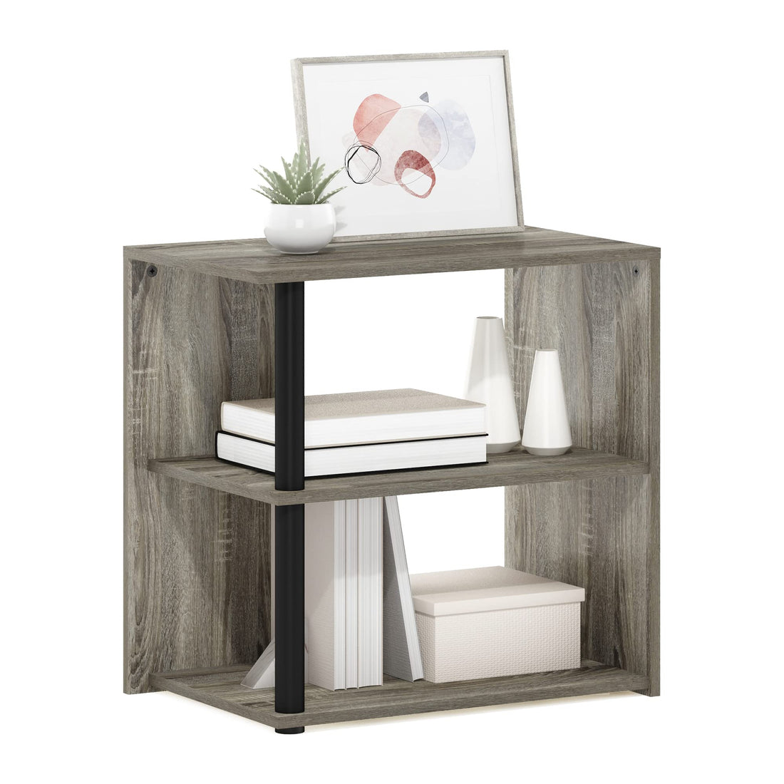 Furinno Simplistic Set of 2 End Table, Espresso/Black