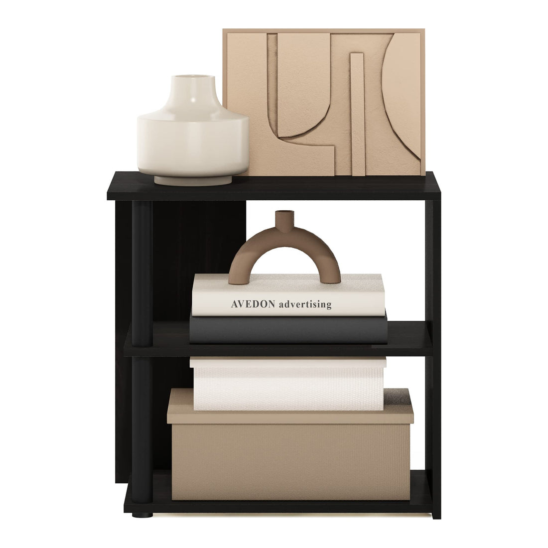 Furinno Simplistic Set of 2 End Table, Espresso/Black