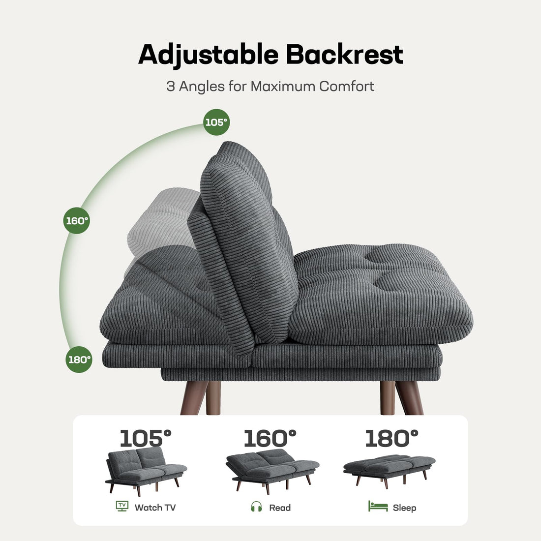 Marsail Futon Sofa Bed, Grey