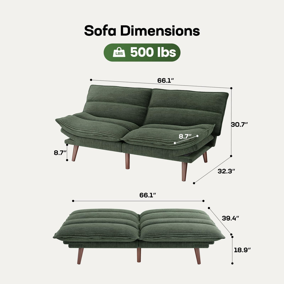 Marsail Futon Sofa Bed, Grey