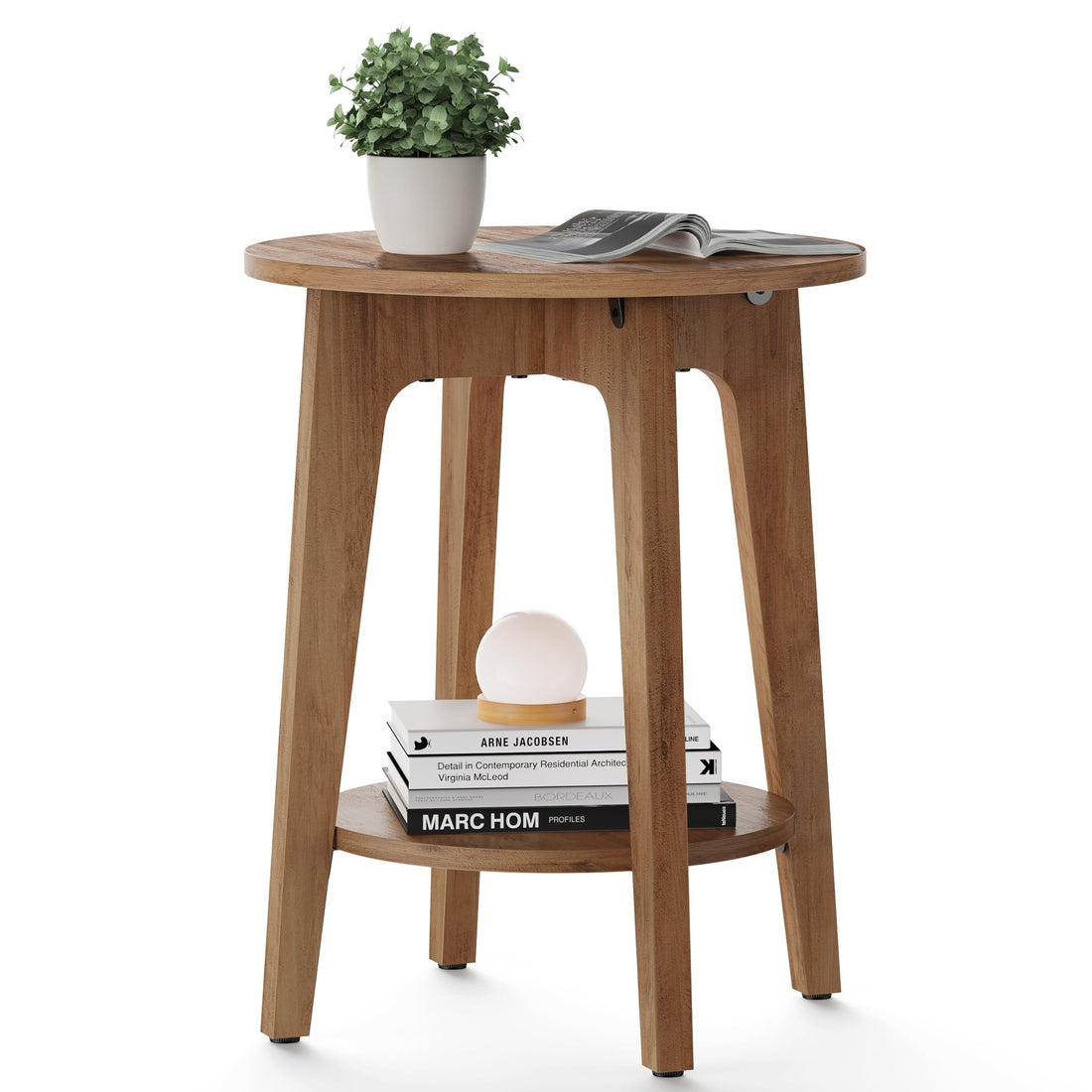 VASAGLE Round Side Table with Shelf