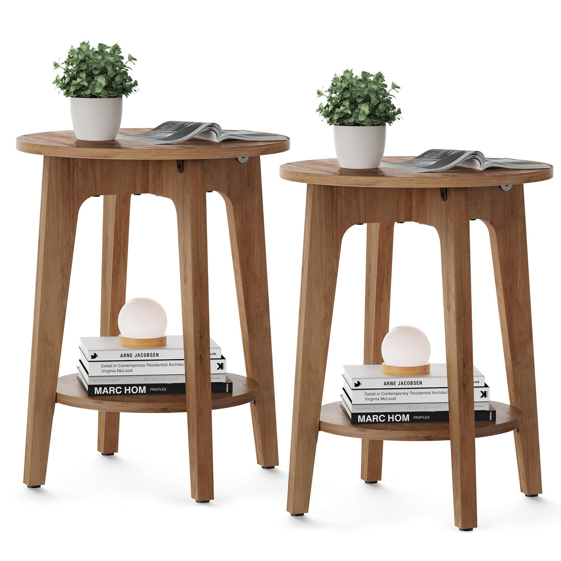 VASAGLE Round Side Table with Shelf