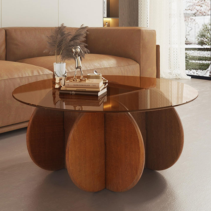 31.5" Round Black Glass Coffee Table