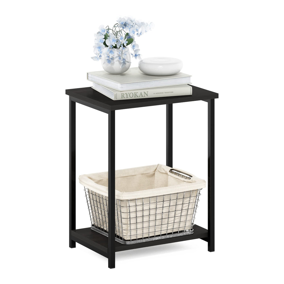 Furinno Simplistic Set of 2 End Table, Espresso/Black