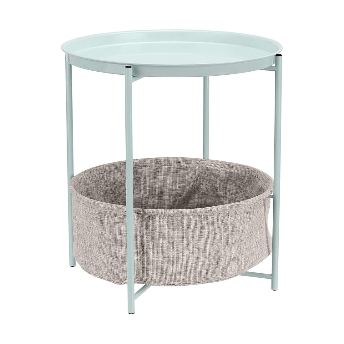 Round Storage Side Table – White/Gray