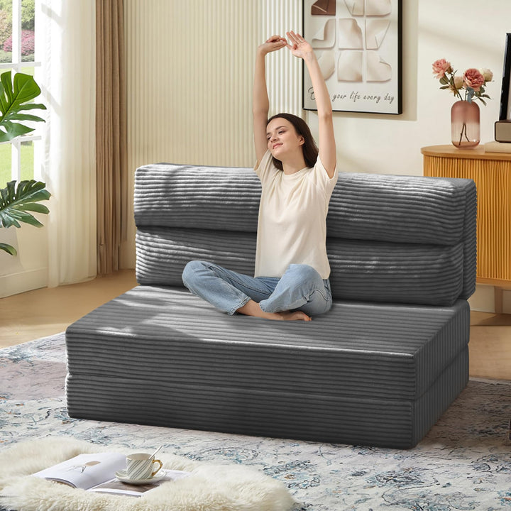 Folding Sofa Bed Chair – Grey Full Size