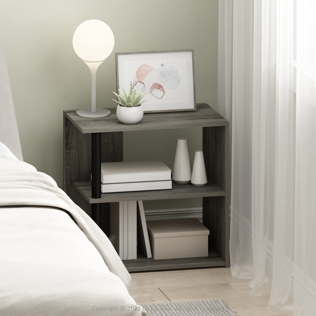 Furinno Simplistic Set of 2 End Table, Espresso/Black