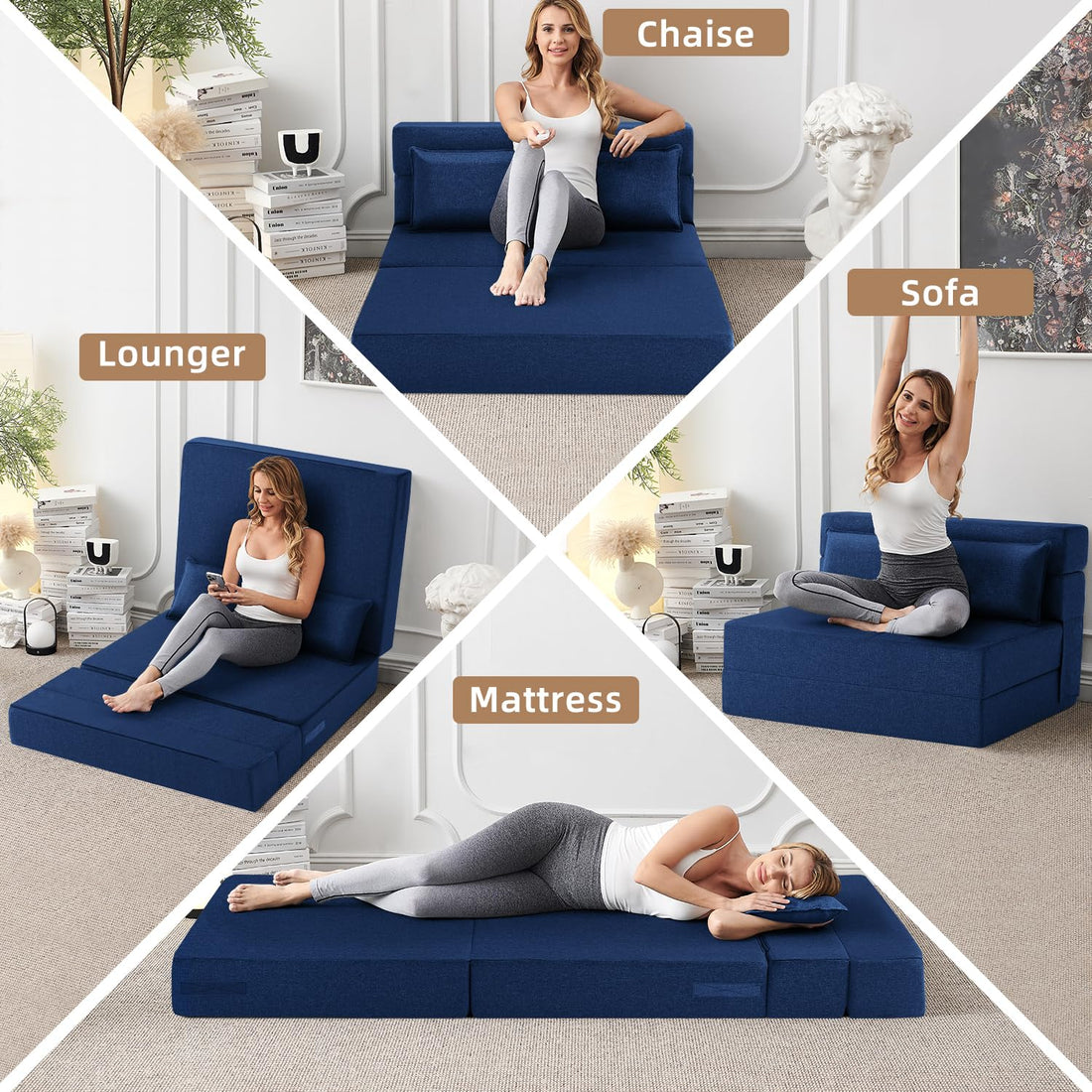 FILUXE Foldable Sleeper Chair – Dark Gray