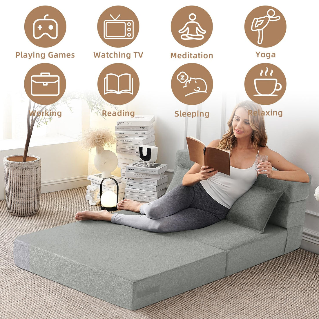 FILUXE Foldable Sleeper Chair – Dark Gray