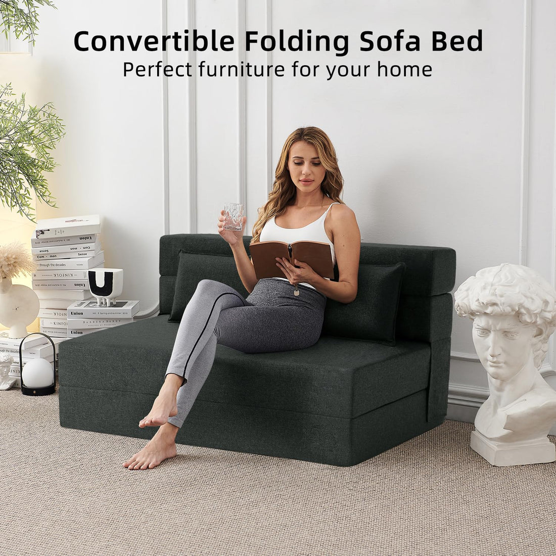 FILUXE Foldable Sleeper Chair – Dark Gray