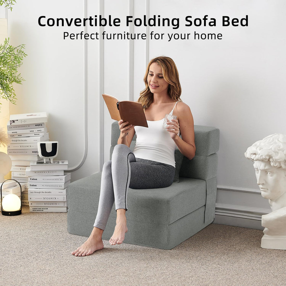 FILUXE Foldable Sleeper Chair – Dark Gray