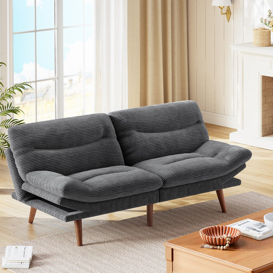 Marsail Futon Sofa Bed, Grey