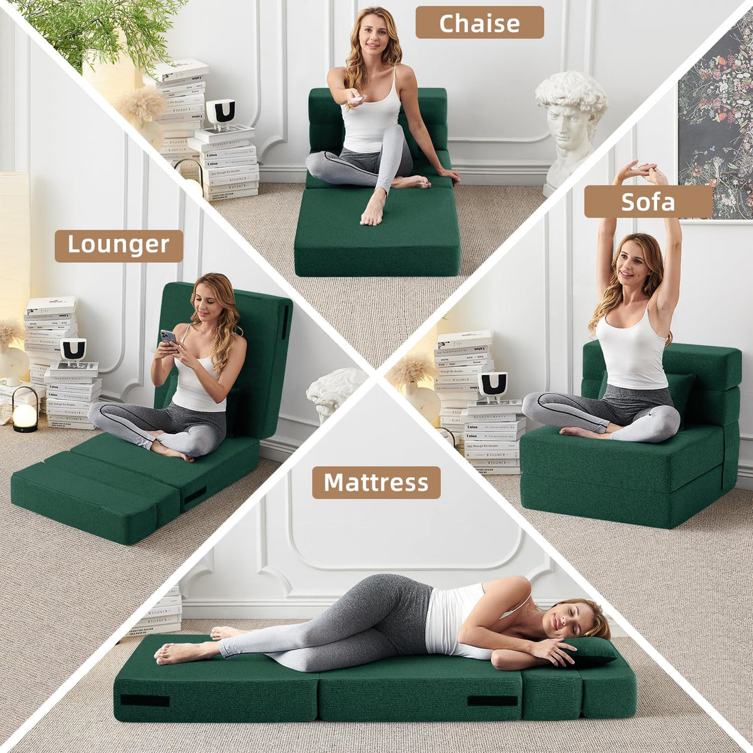 FILUXE Foldable Sleeper Chair – Dark Gray