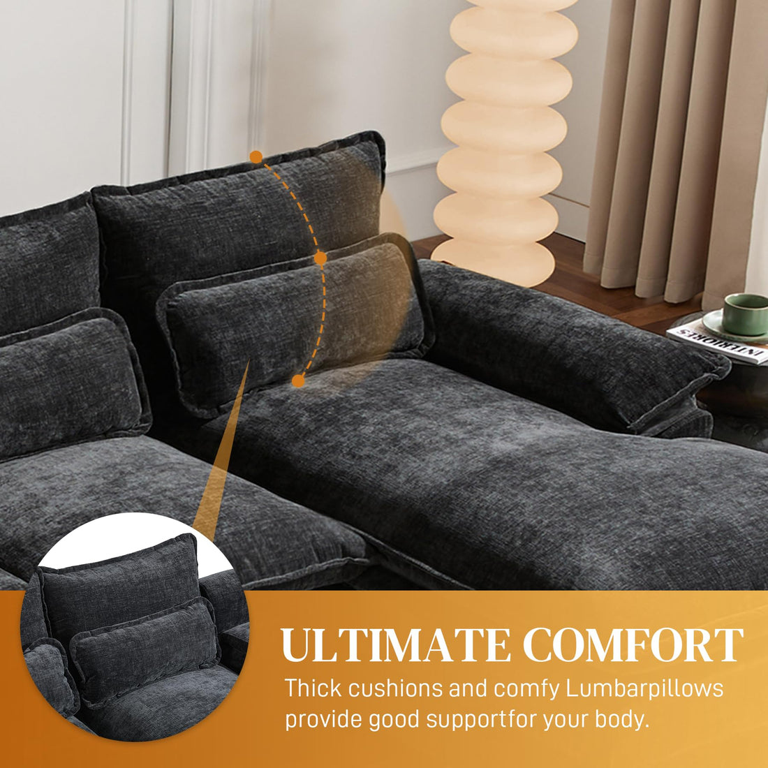 124" U-Shaped Cloud Sofa with USB