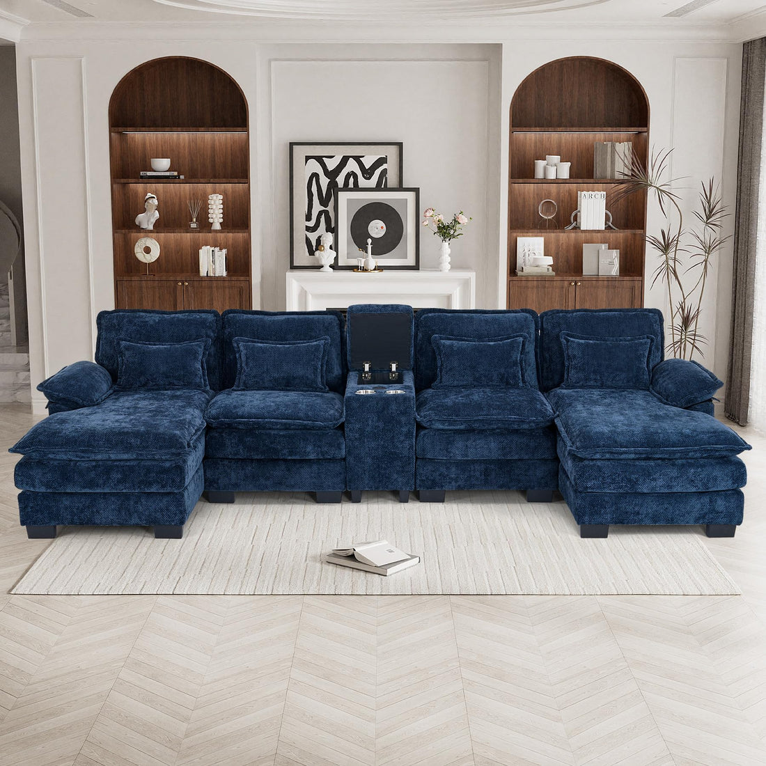 124" U-Shaped Cloud Sofa with USB