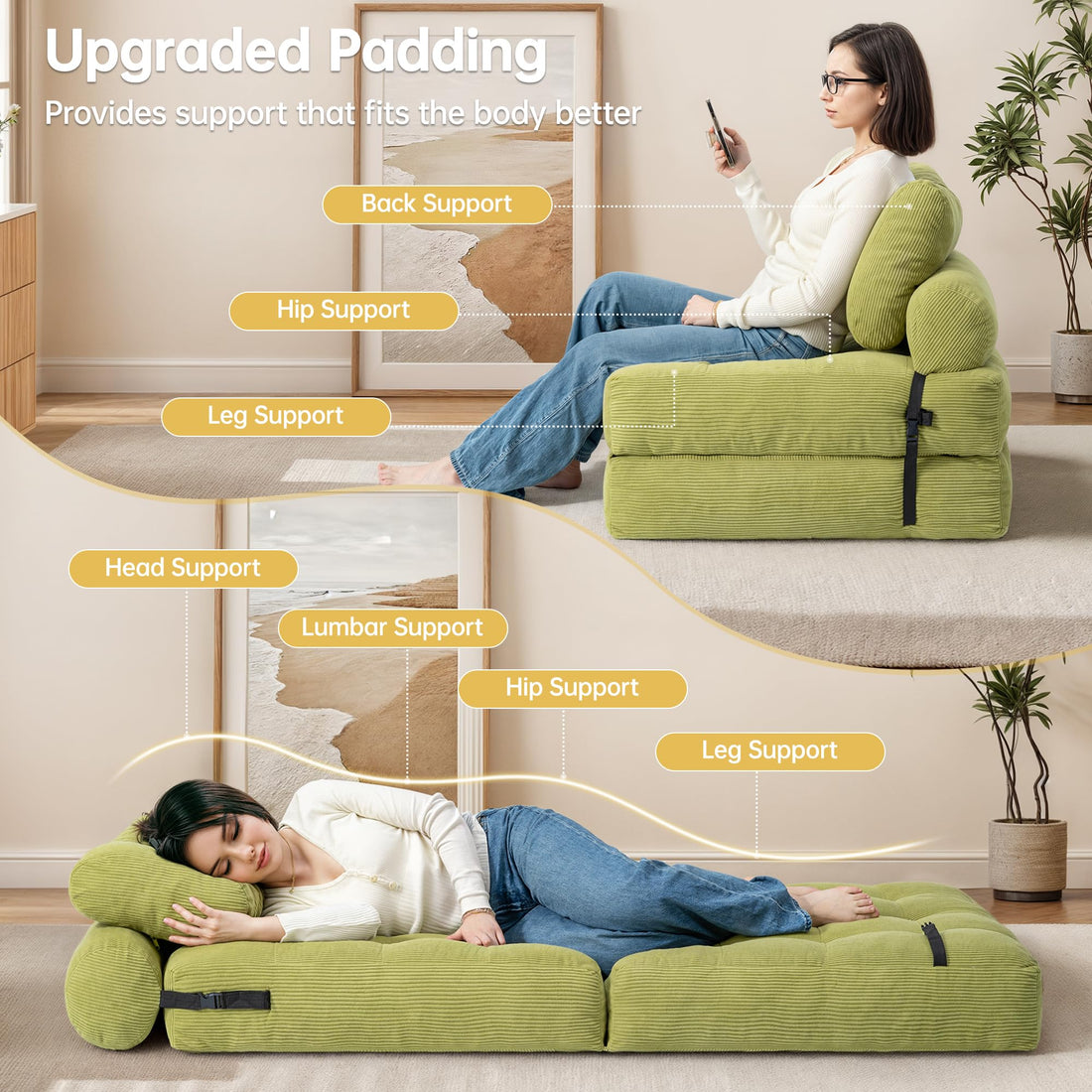 Folding Sleeper Chair Bed – Grey