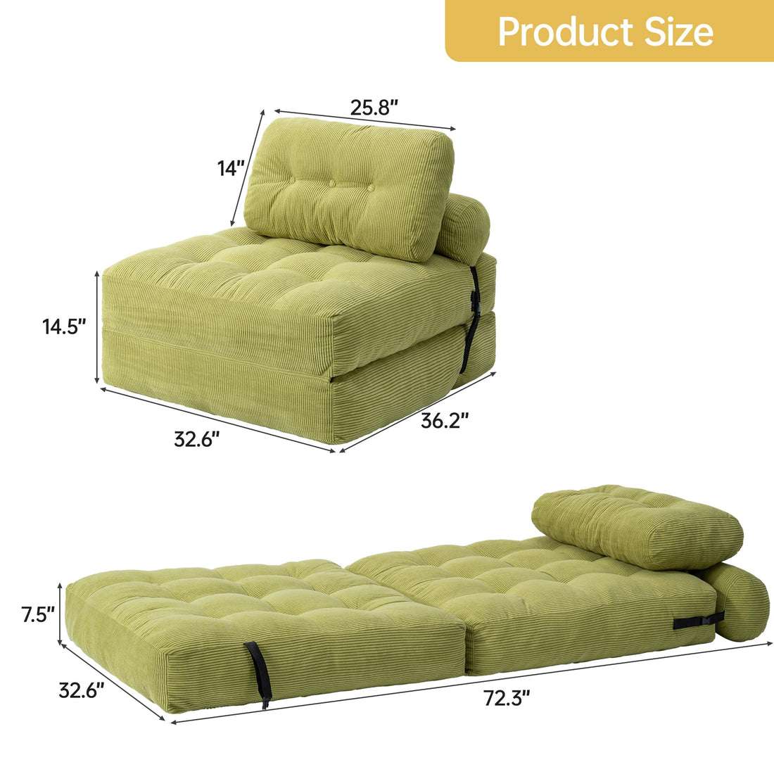 Folding Sleeper Chair Bed – Grey