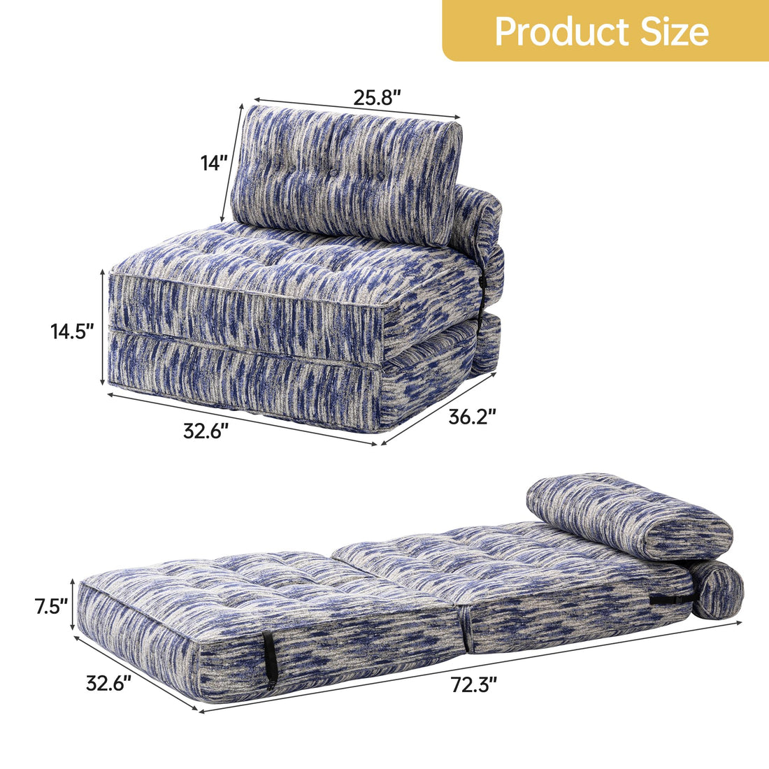Folding Sleeper Chair Bed – Grey