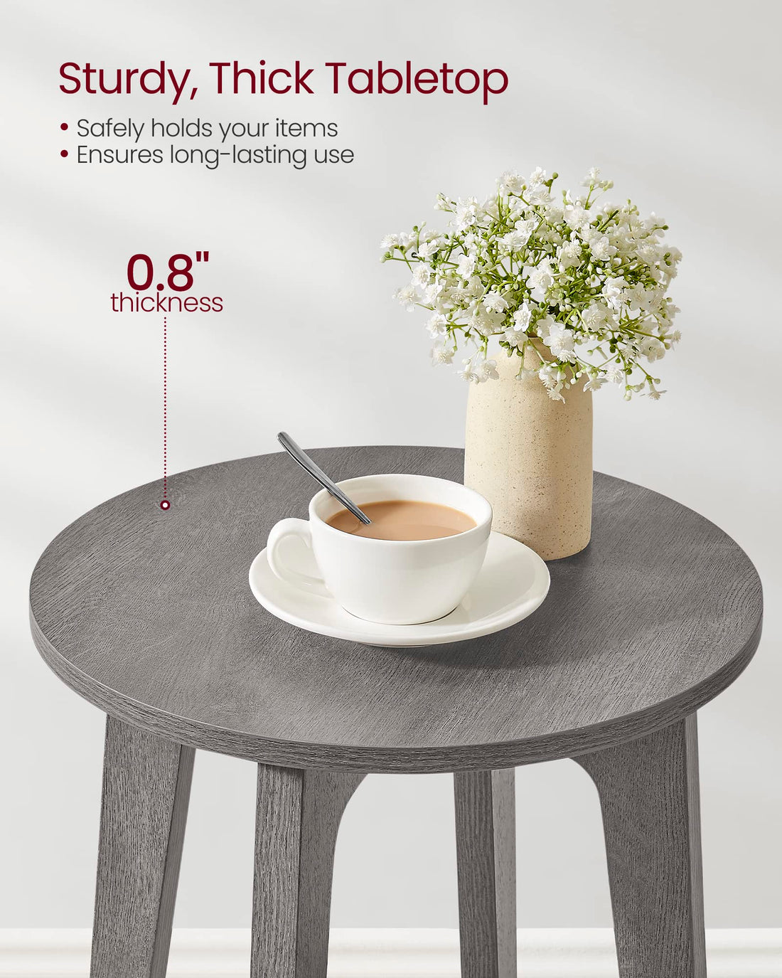 VASAGLE Round Side Table with Shelf