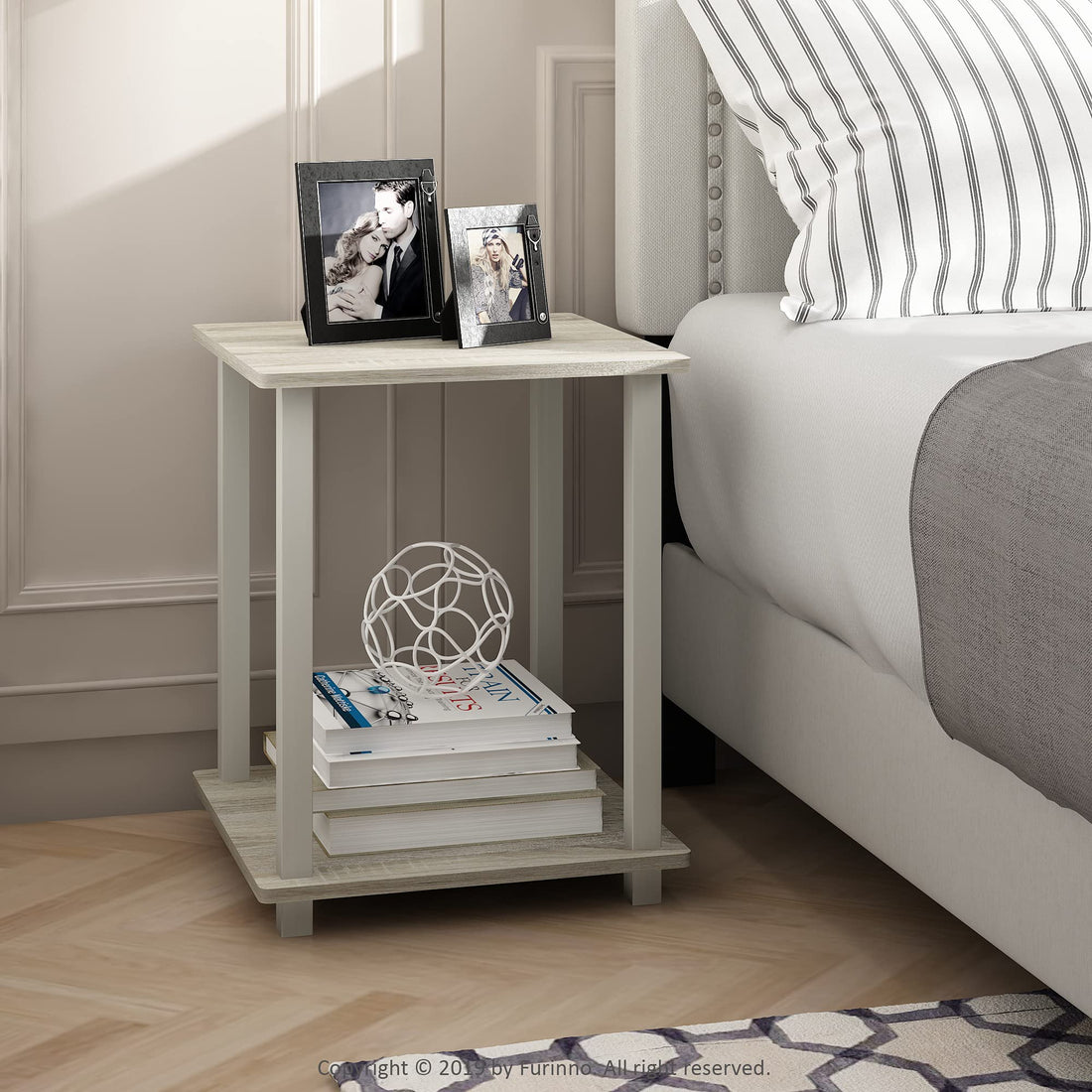 Furinno Simplistic Set of 2 End Table, Espresso/Black