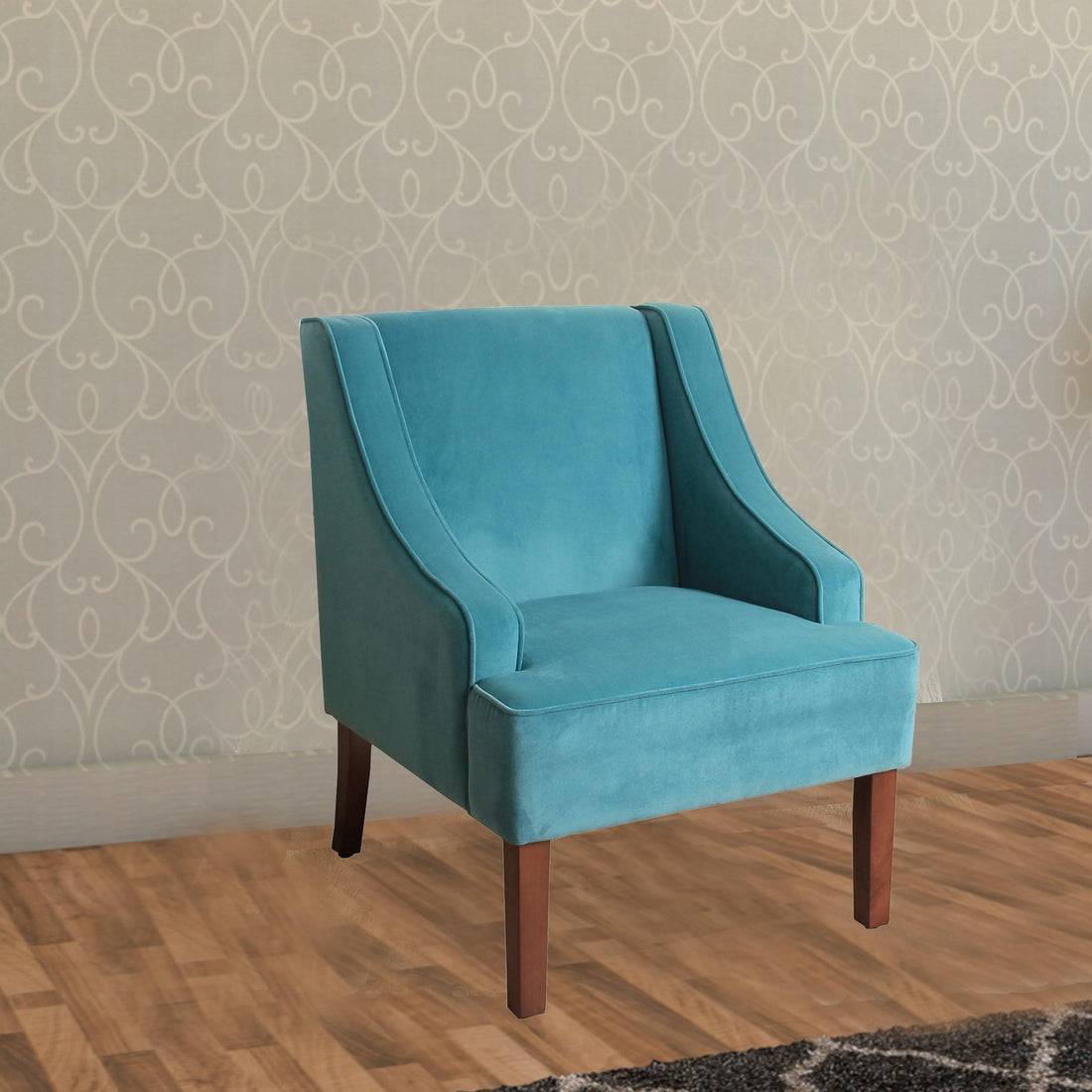 HomePop Swoop Arm Living-Room-Chairs, Velvet Teal