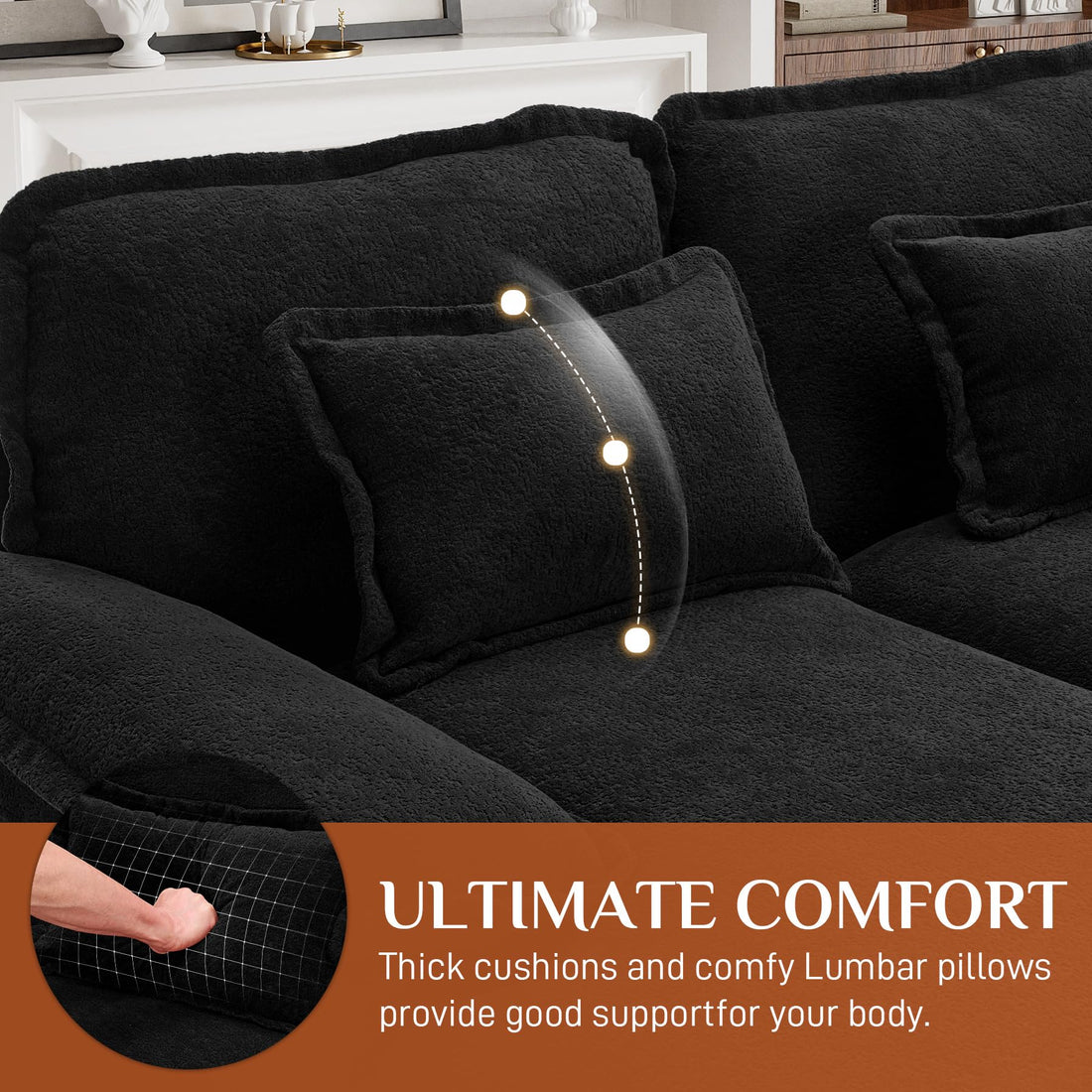 124" U-Shaped Cloud Sofa with USB