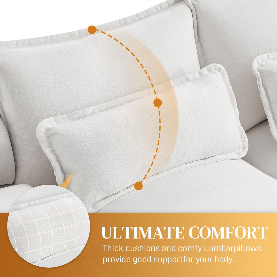 124" U-Shaped Cloud Sofa with USB