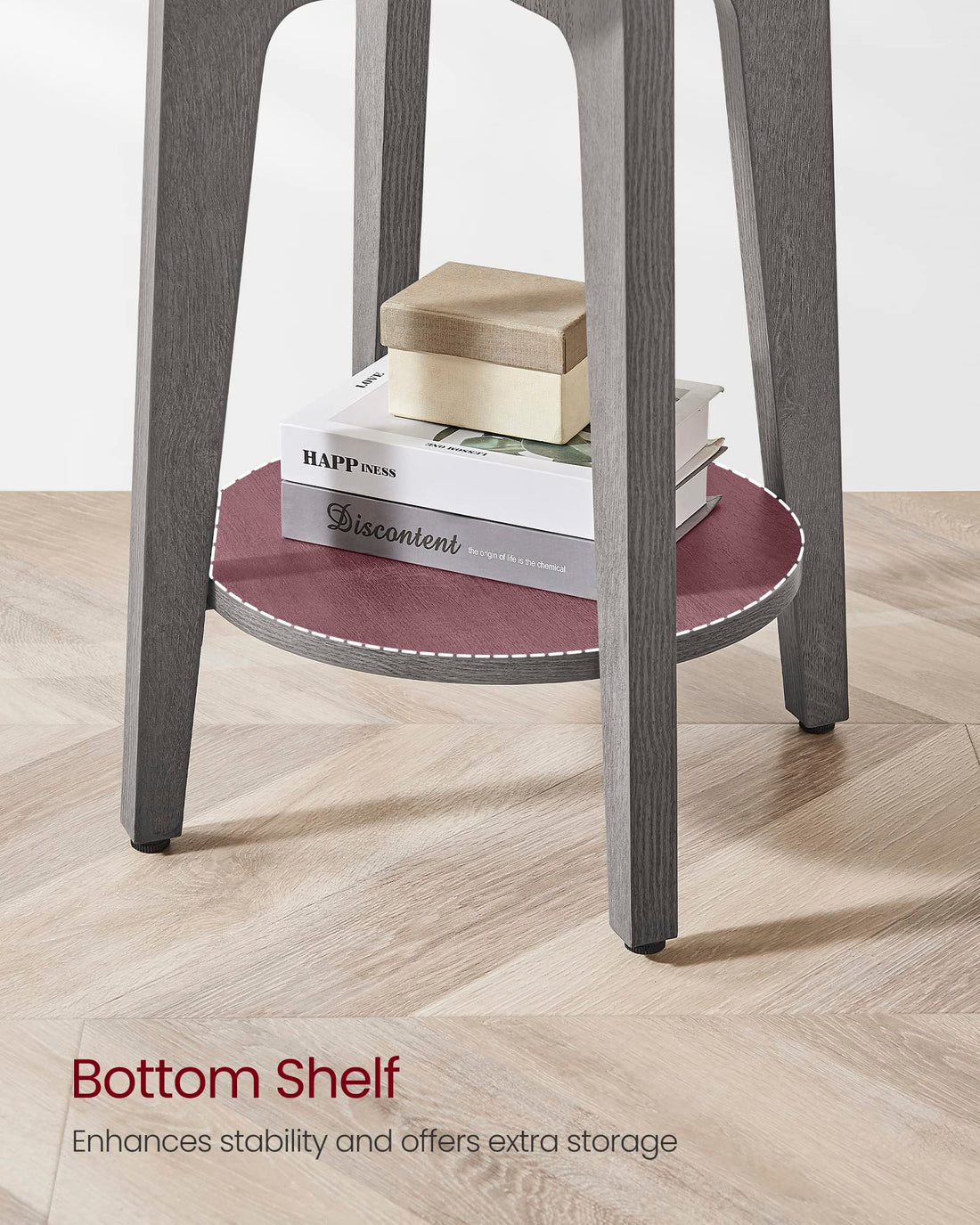 VASAGLE Round Side Table with Shelf