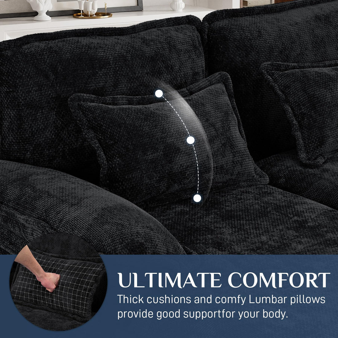 124" U-Shaped Cloud Sofa with USB