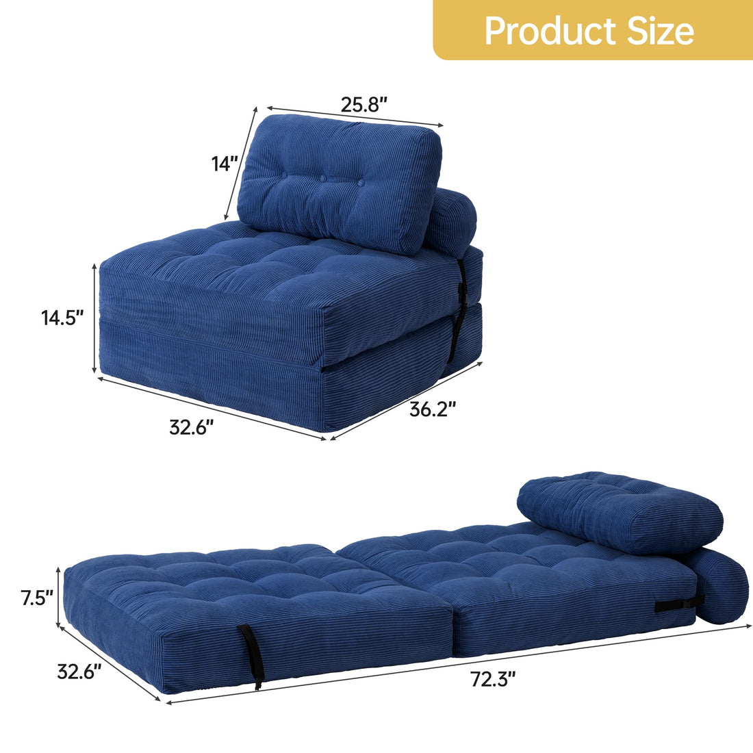 Folding Sleeper Chair Bed – Grey