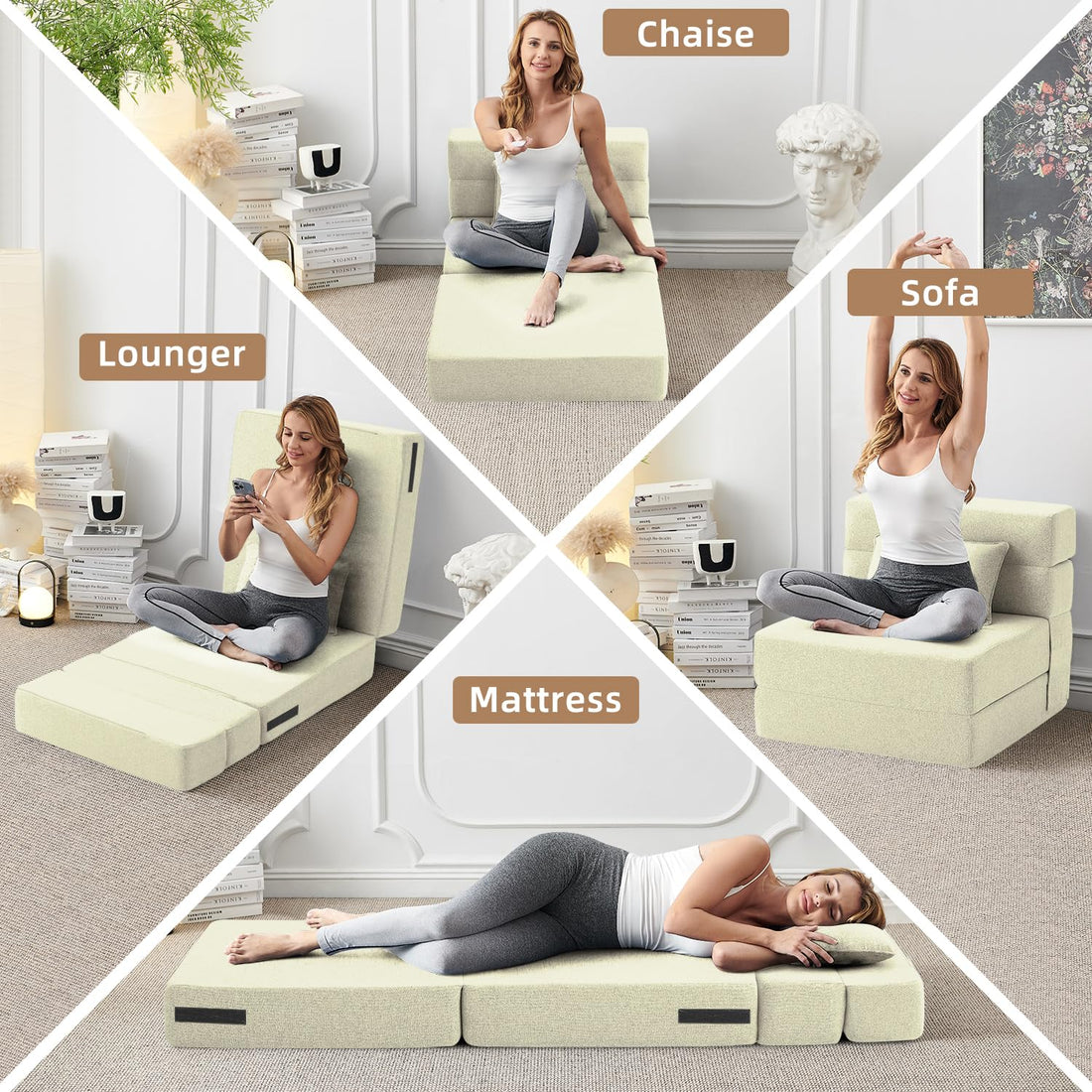 FILUXE Foldable Sleeper Chair – Dark Gray
