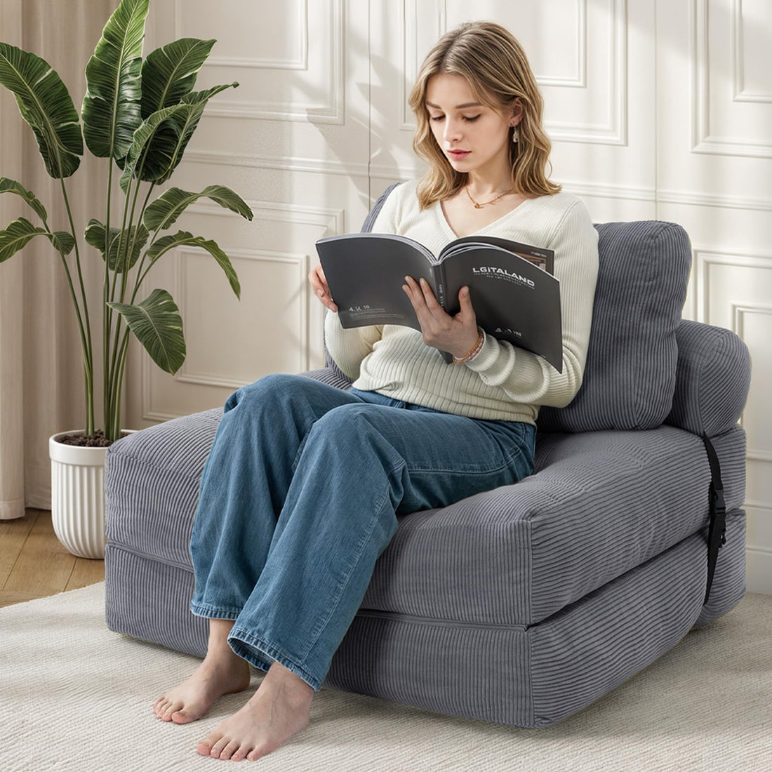 Folding Sleeper Chair Bed – Grey