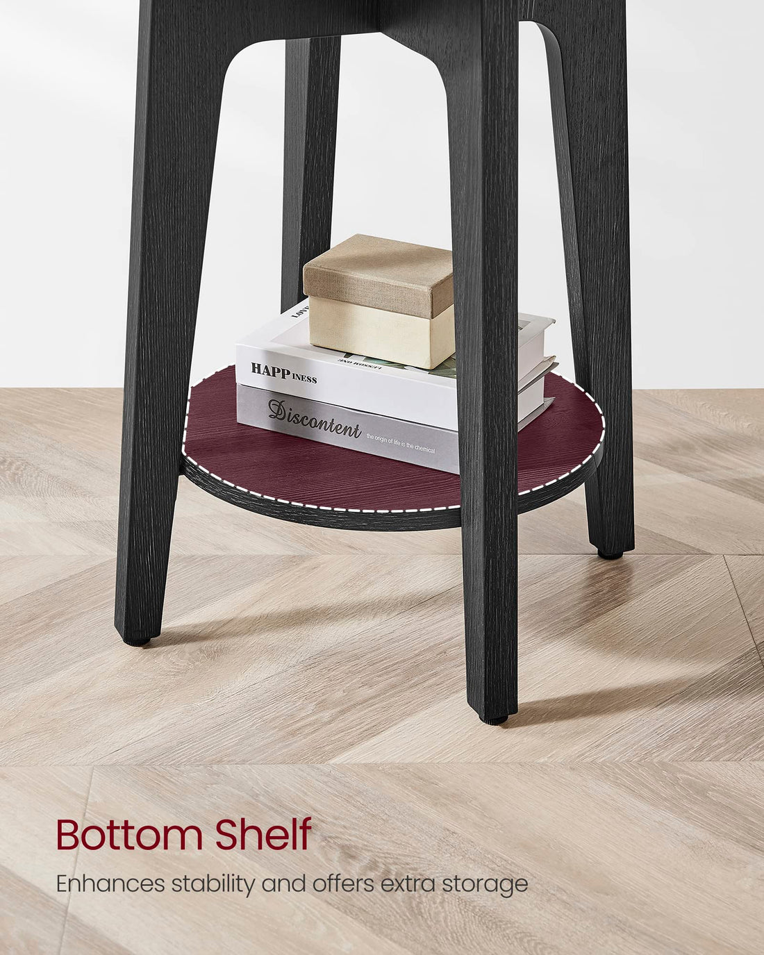 VASAGLE Round Side Table with Shelf