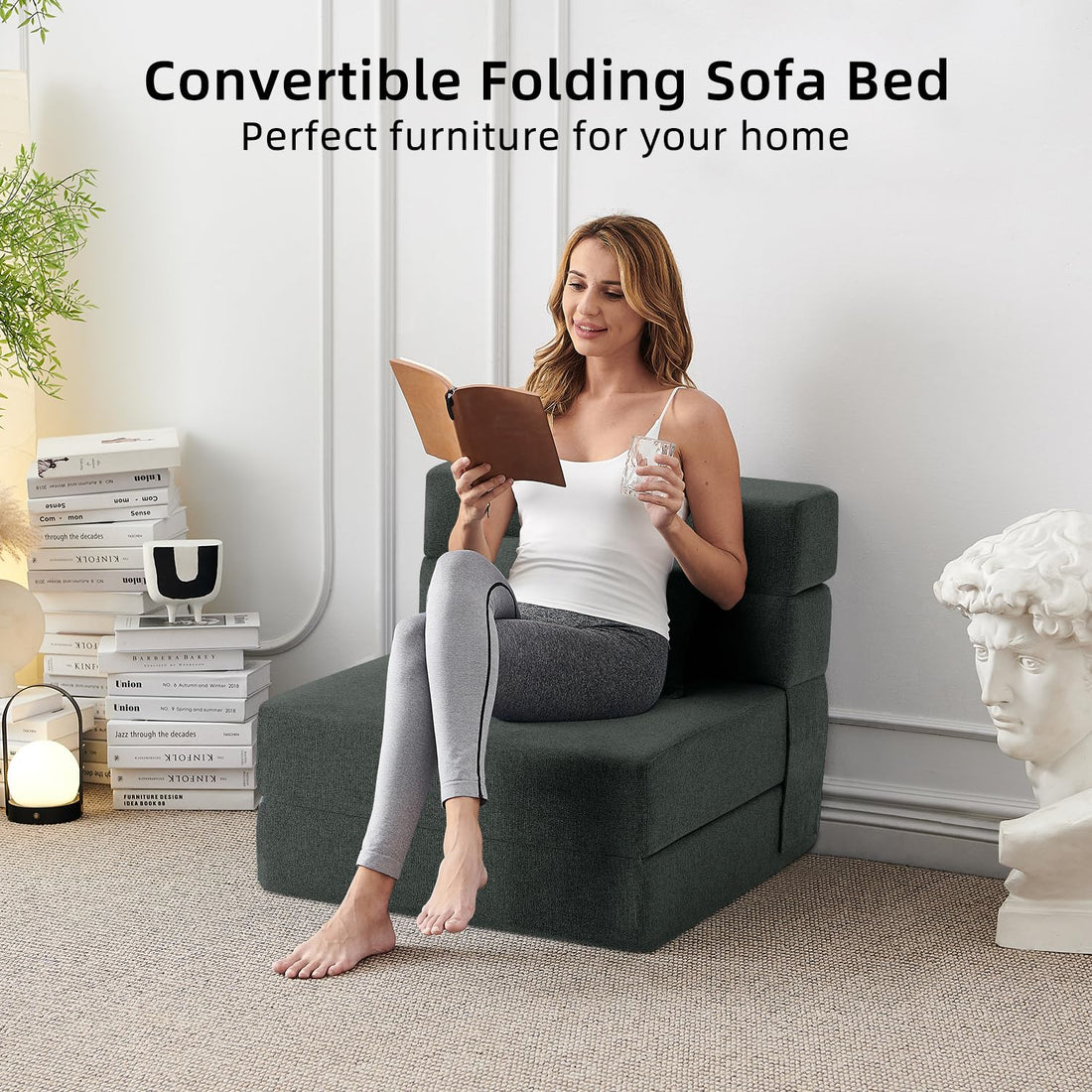 FILUXE Foldable Sleeper Chair – Dark Gray