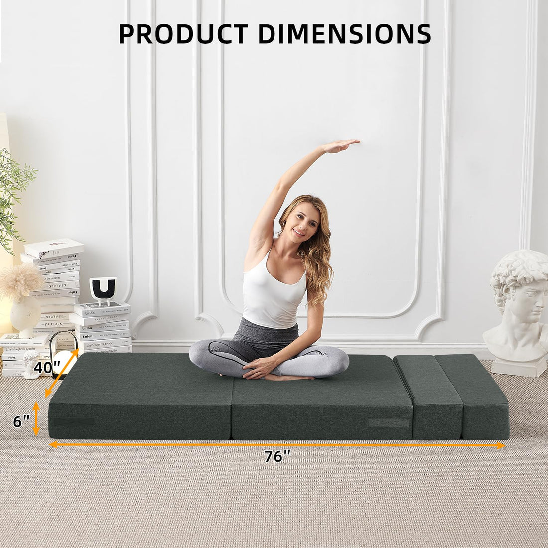 FILUXE Foldable Sleeper Chair – Dark Gray