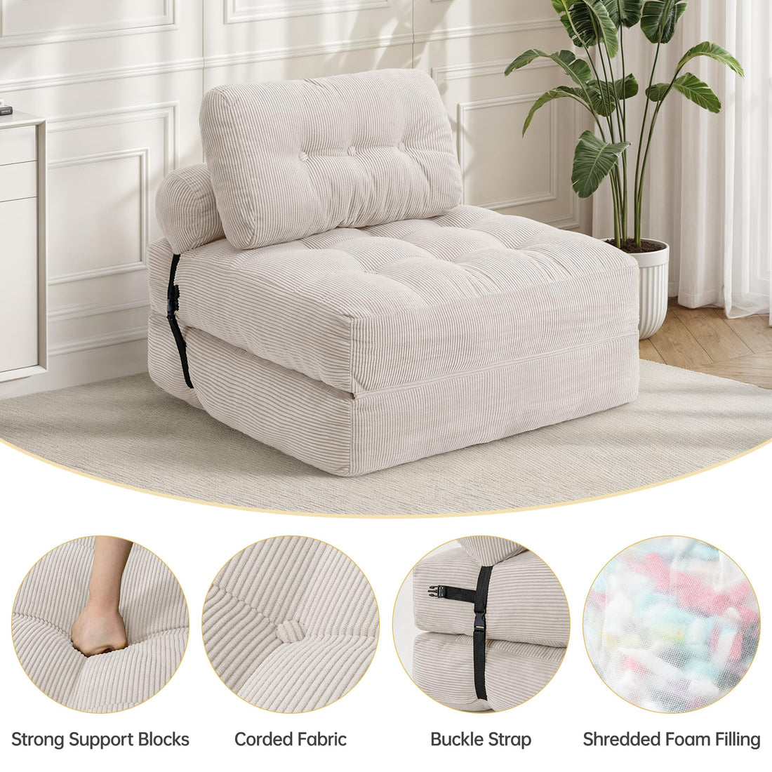 Folding Sleeper Chair Bed – Grey