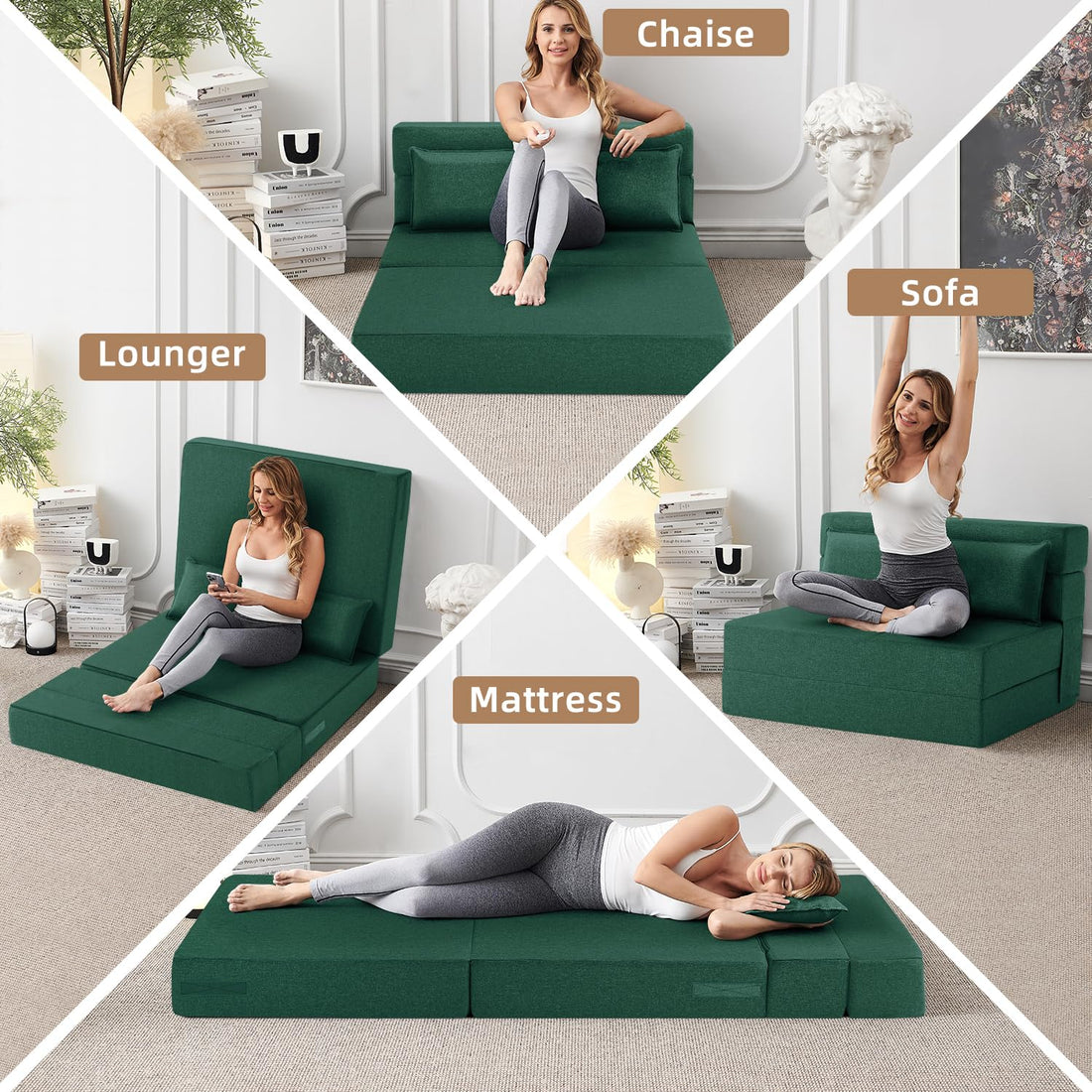 FILUXE Foldable Sleeper Chair – Dark Gray