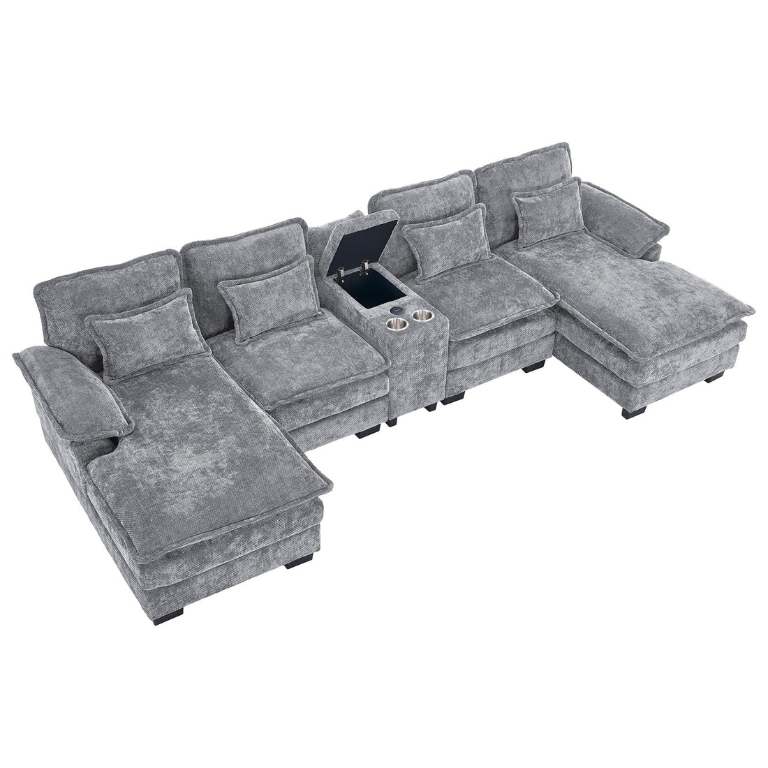 124" U-Shaped Cloud Sofa with USB