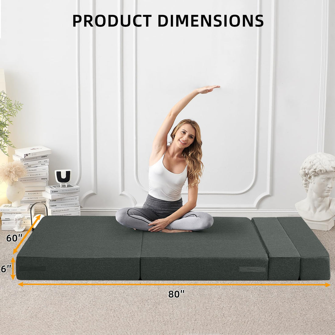 FILUXE Foldable Sleeper Chair – Dark Gray