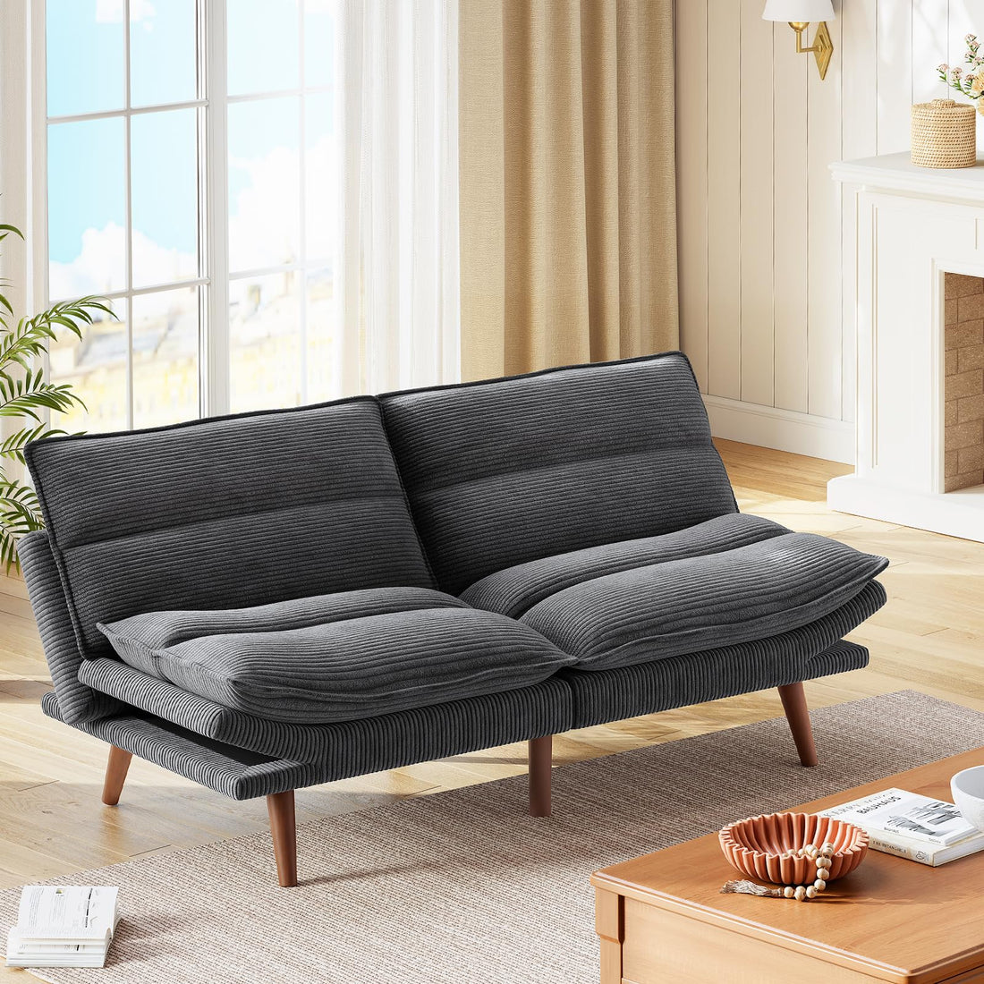 Marsail Futon Sofa Bed, Grey