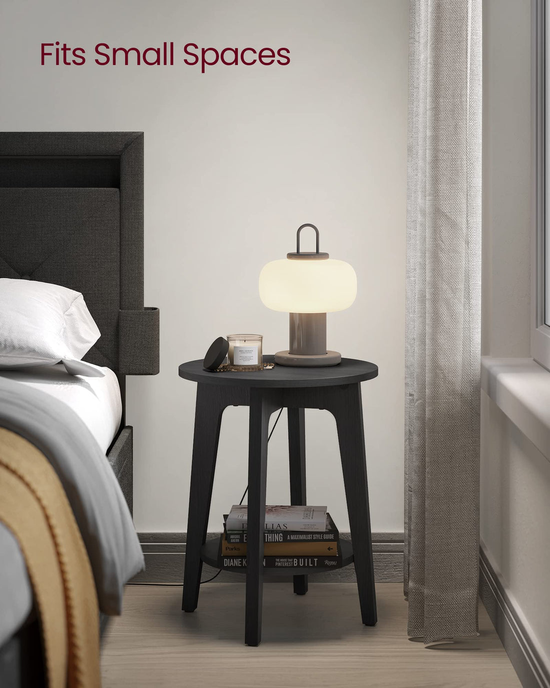 VASAGLE Round Side Table with Shelf