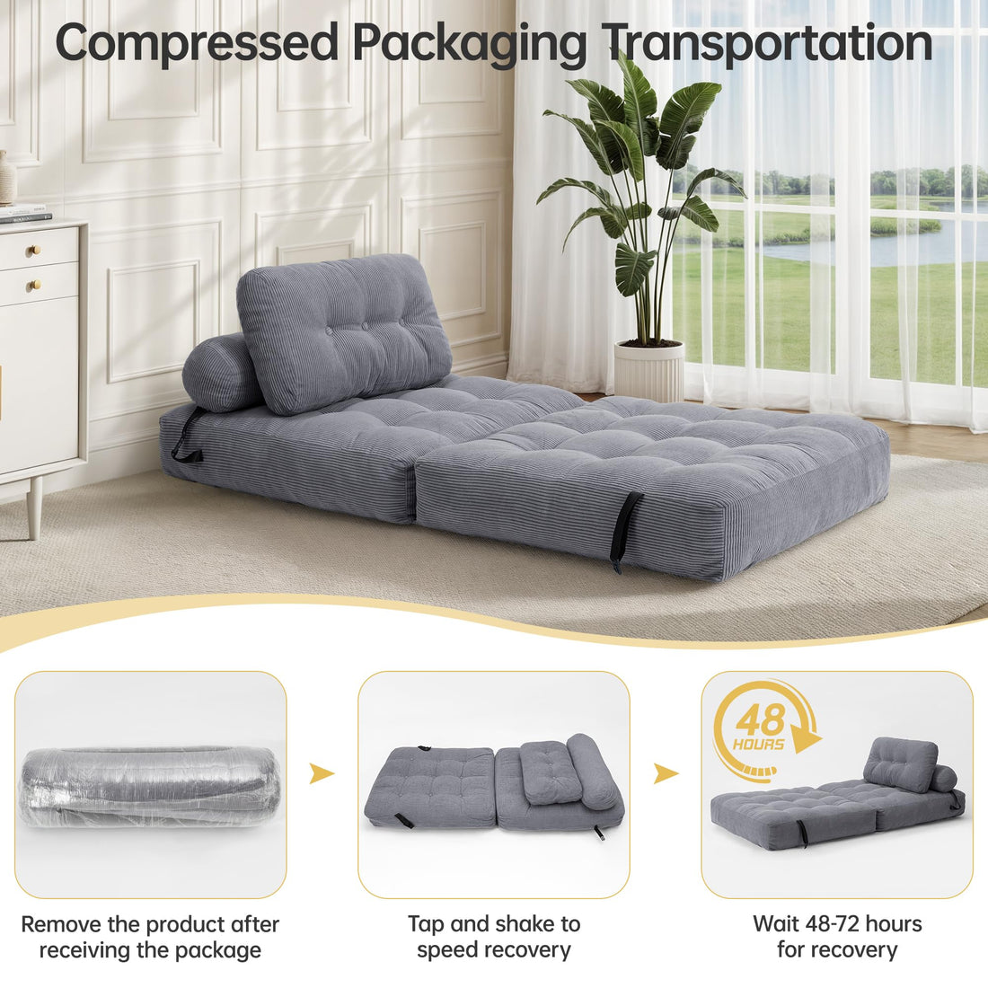 Folding Sleeper Chair Bed – Grey